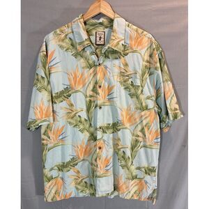 Jamaica Jaxx Men's XL 100% Silk Tropical Floral Camp Shirt Short Sleeve Beach